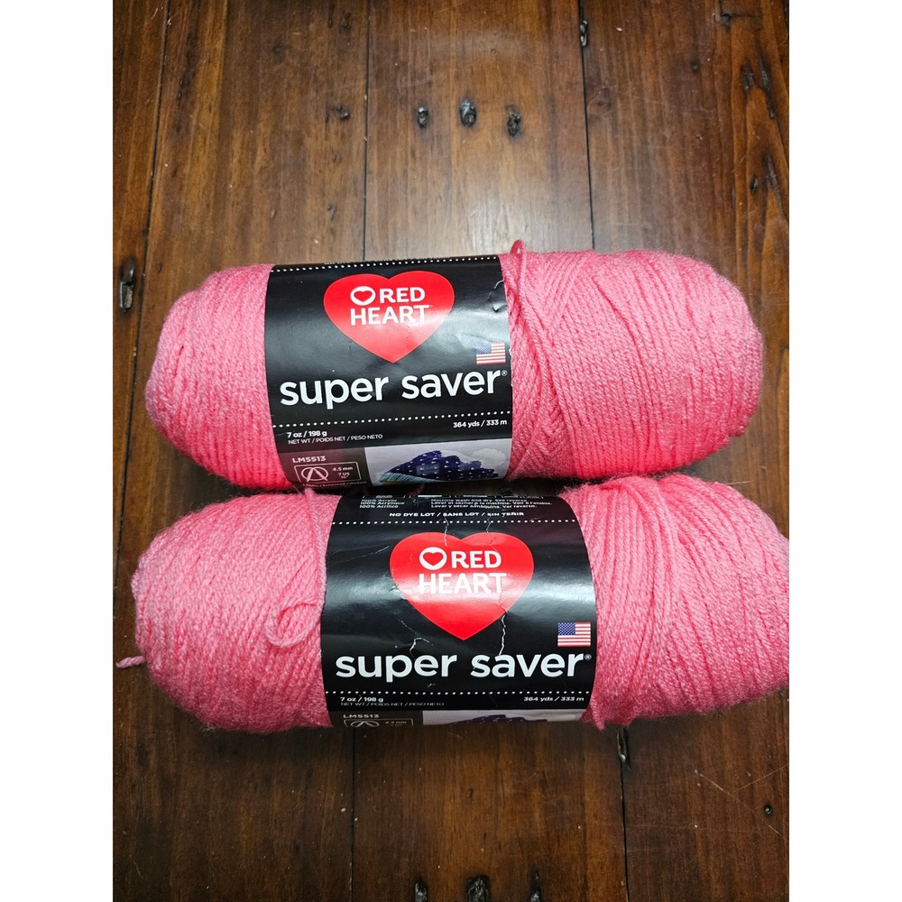 Red Heart Super Saver Yarn Perfect Pink 0706 Medium 4 Worsted 7oz 2 Skeins